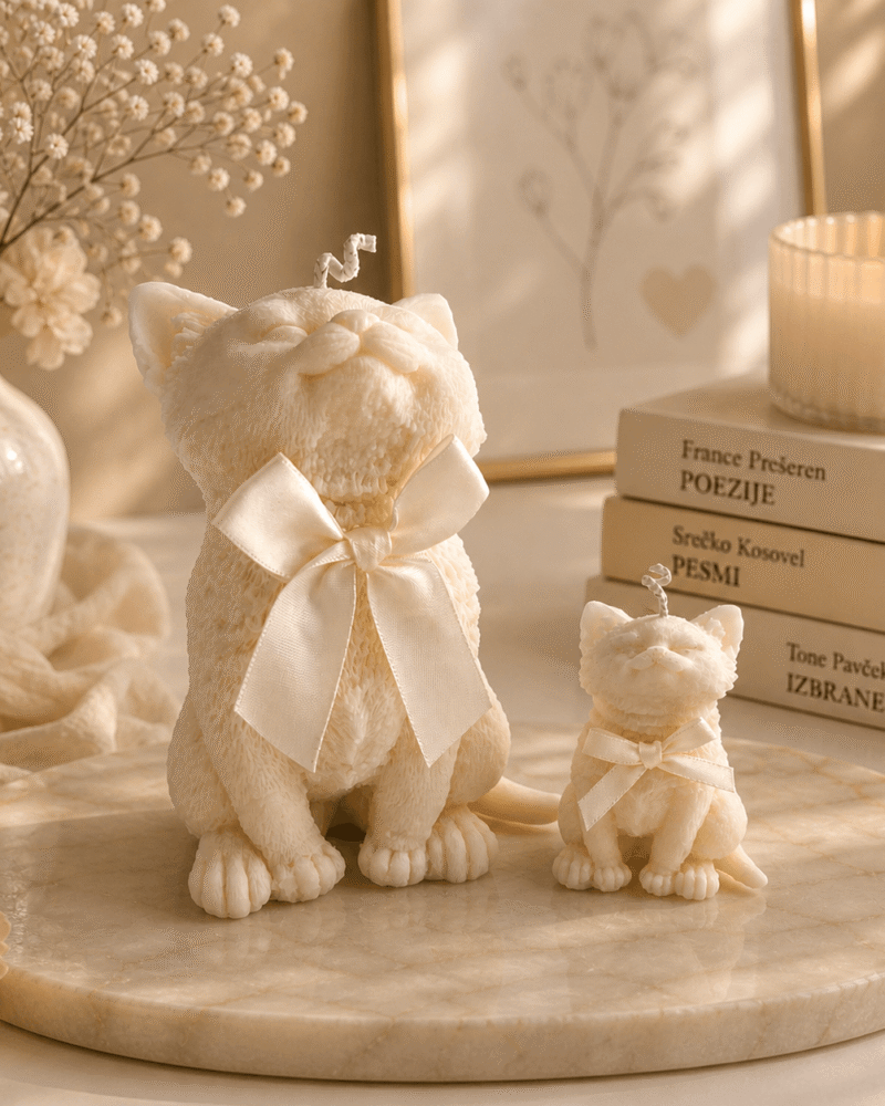 Mačji duo – set dveh sveč v obliki mačk