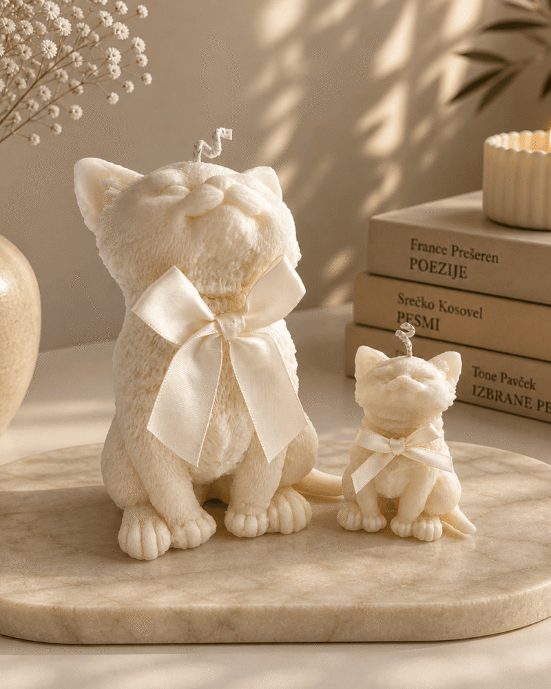 Mačji duo – set dveh sveč v obliki mačk